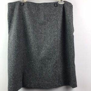 KATE HILL CASUAL SZ 16 GREY TWILL WOOLMARK BLEND 2 FRONT SLIT STRAIGHT SKIRT